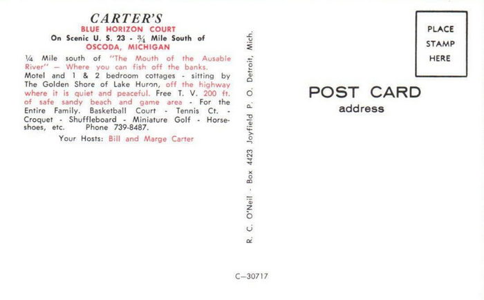 Blue Horizon Court - Old Postcard (newer photo)